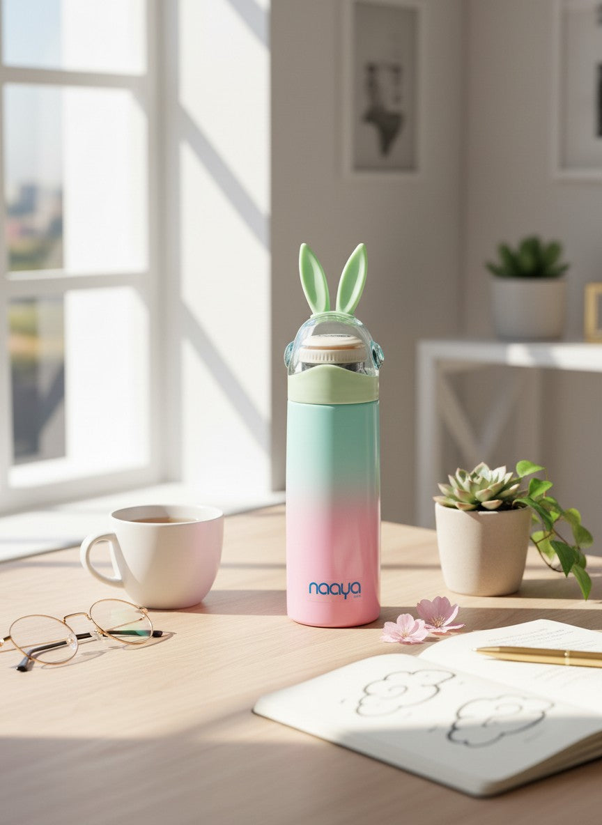 Naaya Luxe Bunny Flask Stainless Steel Flask with Bunny Ear Lid 500 ML.
