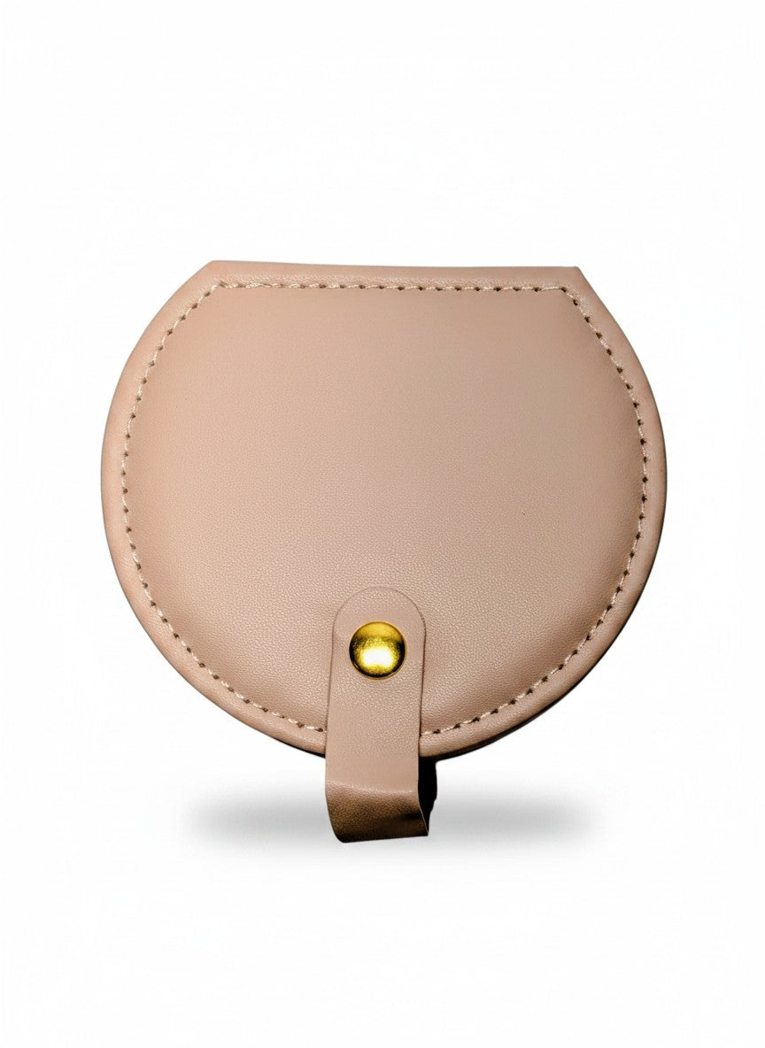 Round Travel Jewelry Box, Vegan Leather