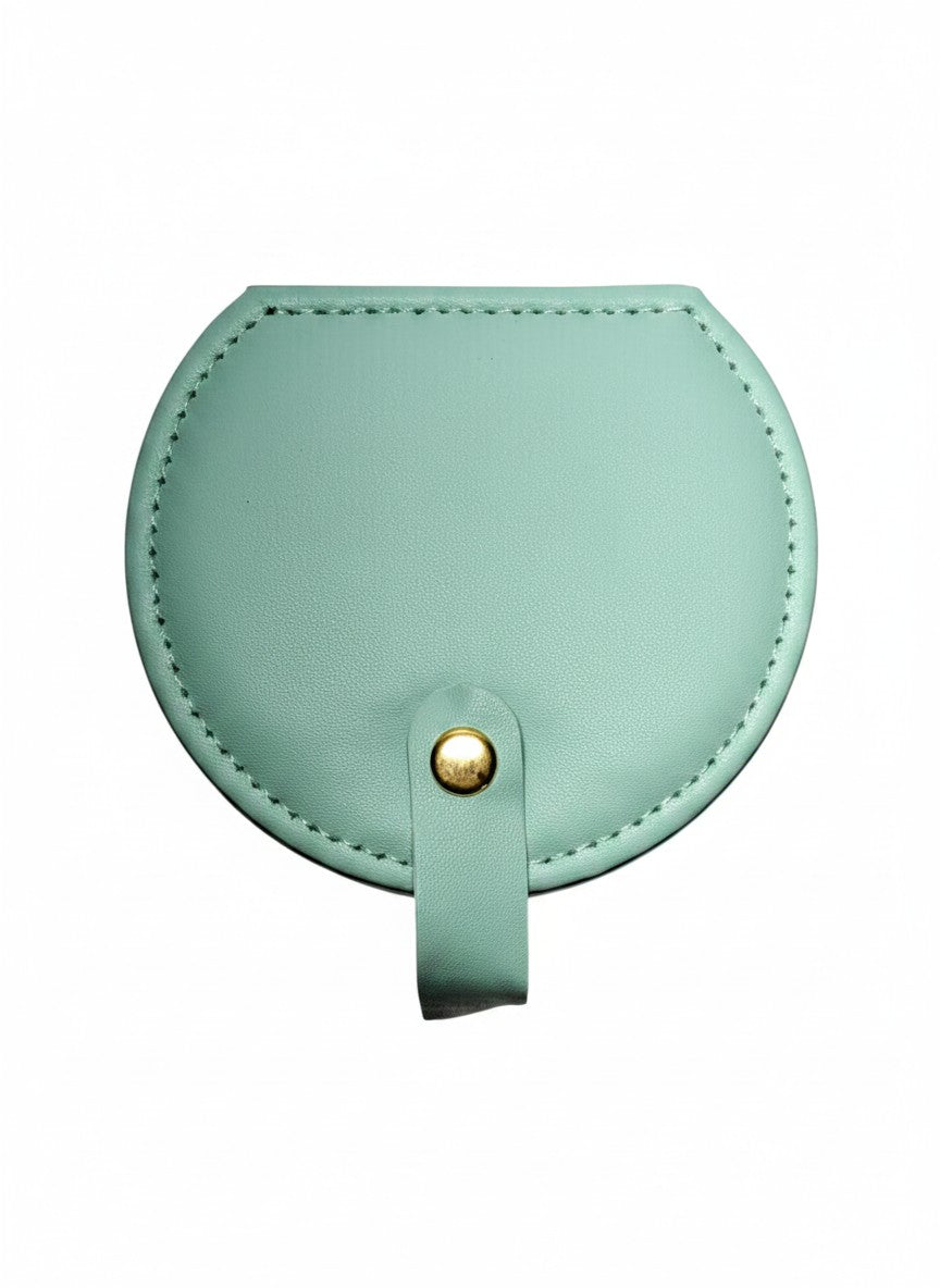 Round Travel Jewelry Box, Vegan Leather