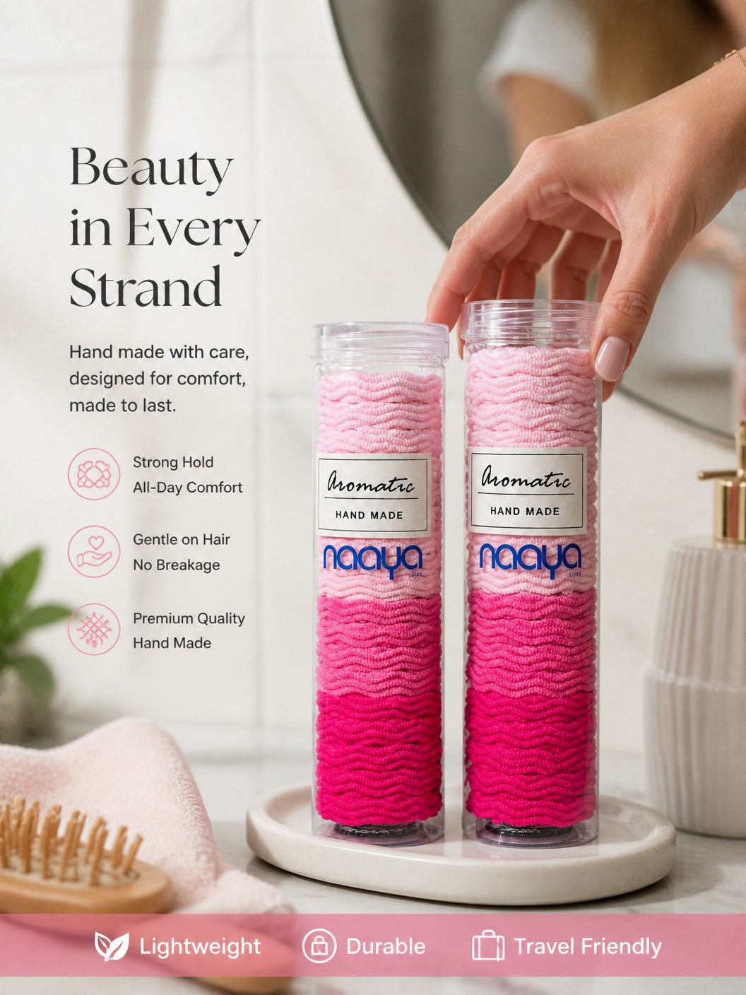 Aromatic Hair Band Ties Pack Of 2 | A soft, rippled wave fabric texture that grips hair securely without pulling, snagging, or leaving harsh creases
